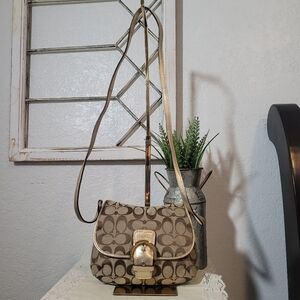 Coach Signature Shoulder Crossbody Soho Bag Canvas Beige  Made in Philippines